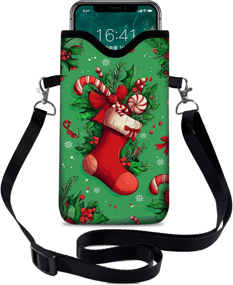 otilil Neoprene Cell Phone Sleeve Pouch Case Bag with Crossbody Strap Neck Lanyard for Women 7.1 X 3.9 in - Image 1